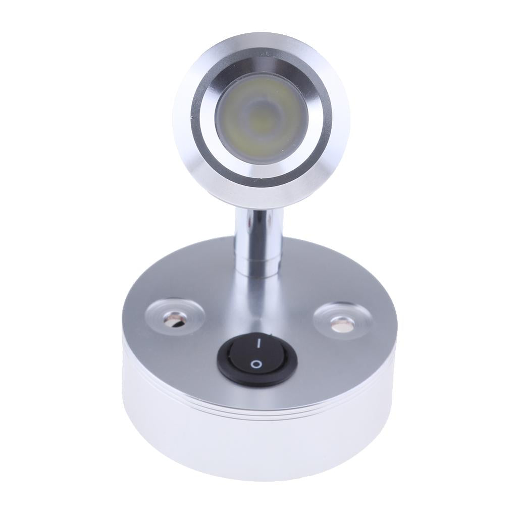 12V LED Wall Spotlight Reading Light Caravan/Boat 3W Cabin/Chart Lamp Silver