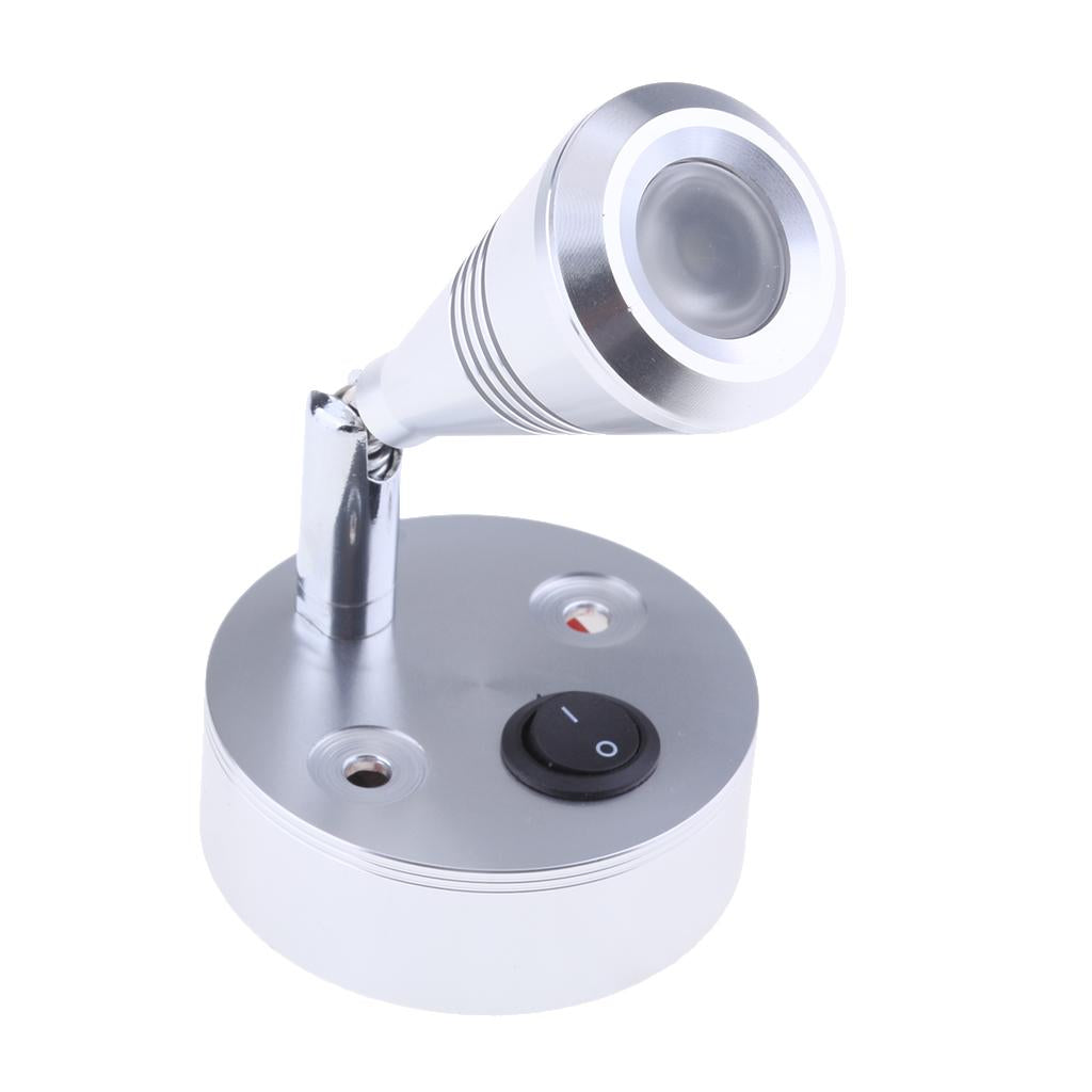 12V LED Wall Spotlight Reading Light Caravan/Boat 3W Cabin/Chart Lamp Silver