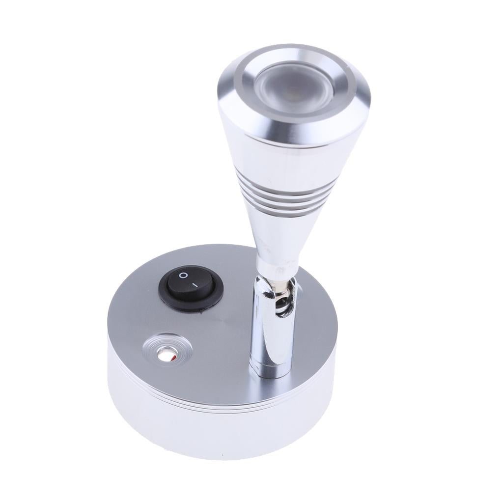 12V LED Wall Spotlight Reading Light Caravan/Boat 3W Cabin/Chart Lamp Silver
