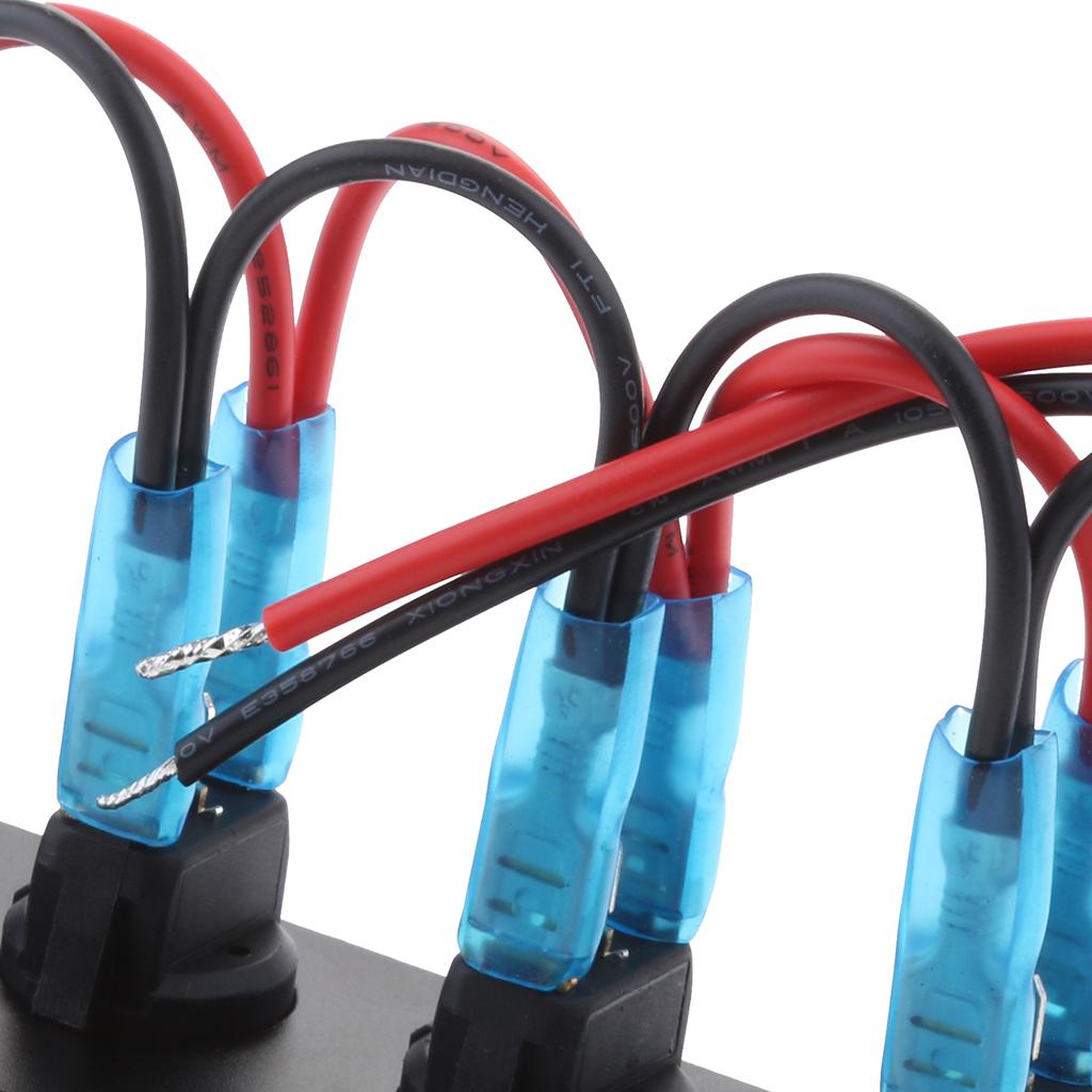 5 GANG 12-24V ON/OFF Round Rocker Toggle Switch Panel LED For Marine  Blue