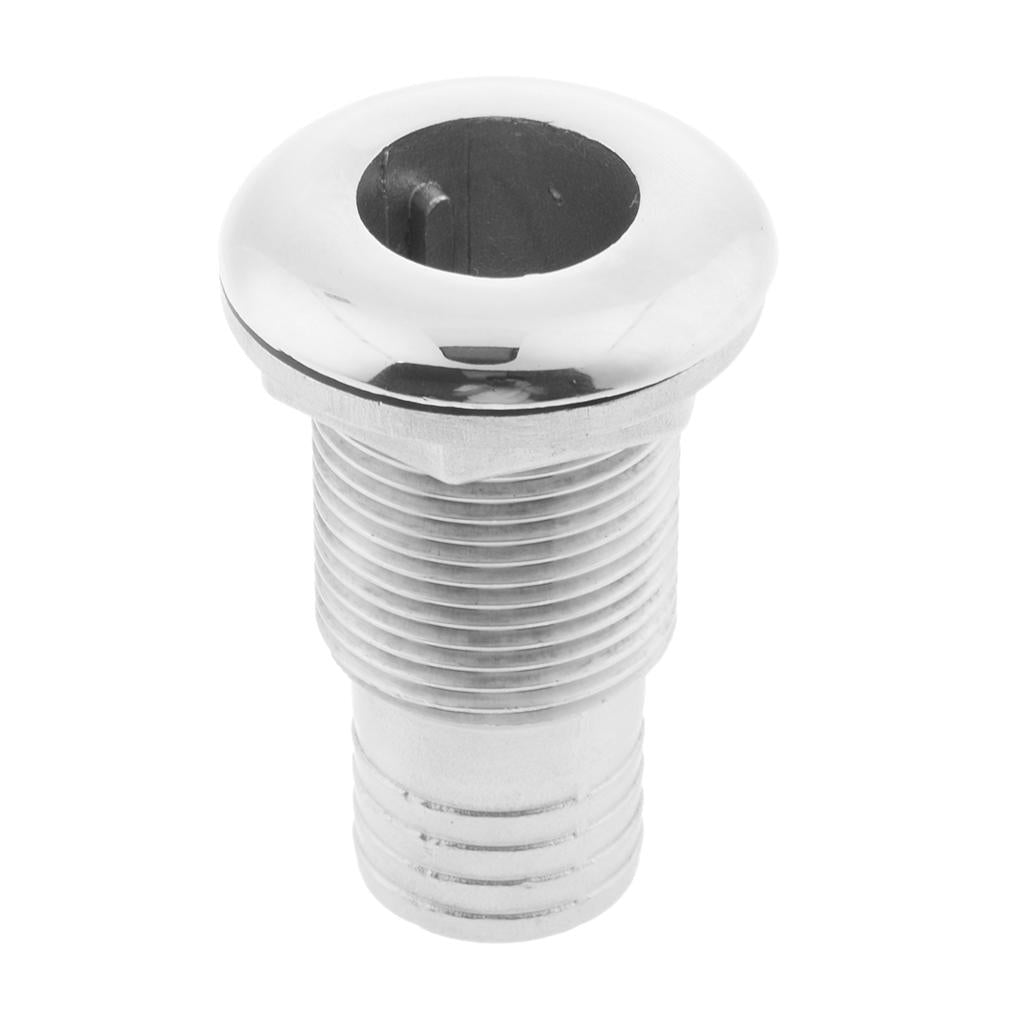 1 Hose Barb Boat Thru Hull Fitting - 316 Stainless Steel Hardware"