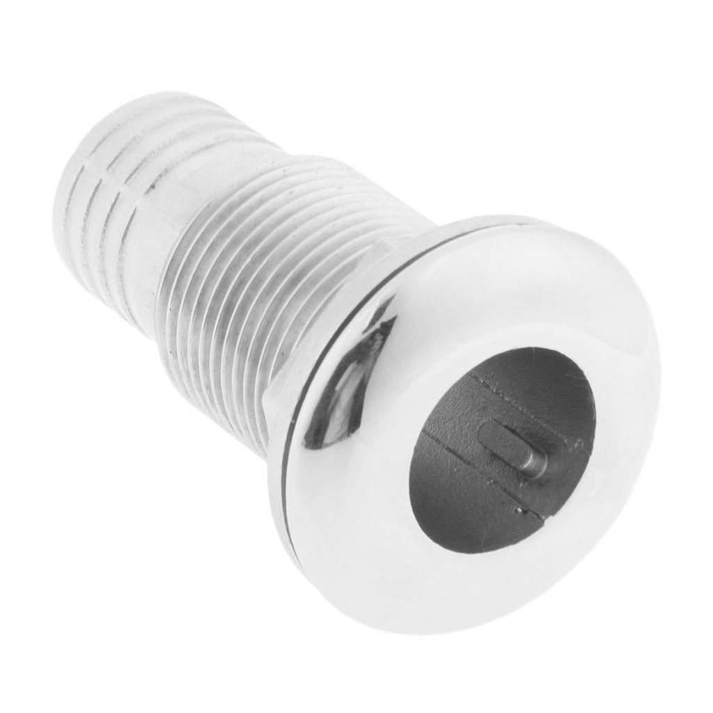 1 Hose Barb Boat Thru Hull Fitting - 316 Stainless Steel Hardware"