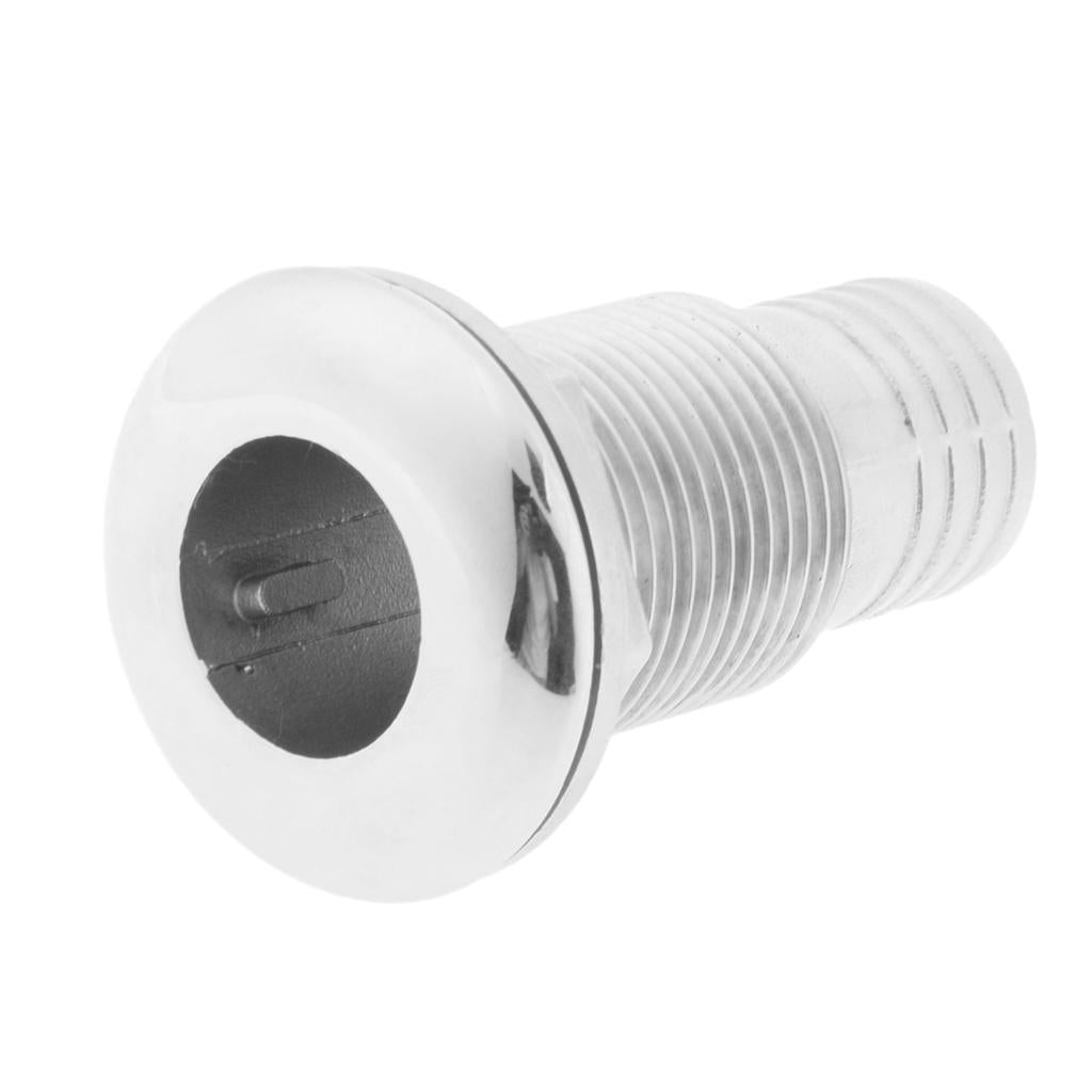 1 Hose Barb Boat Thru Hull Fitting - 316 Stainless Steel Hardware"
