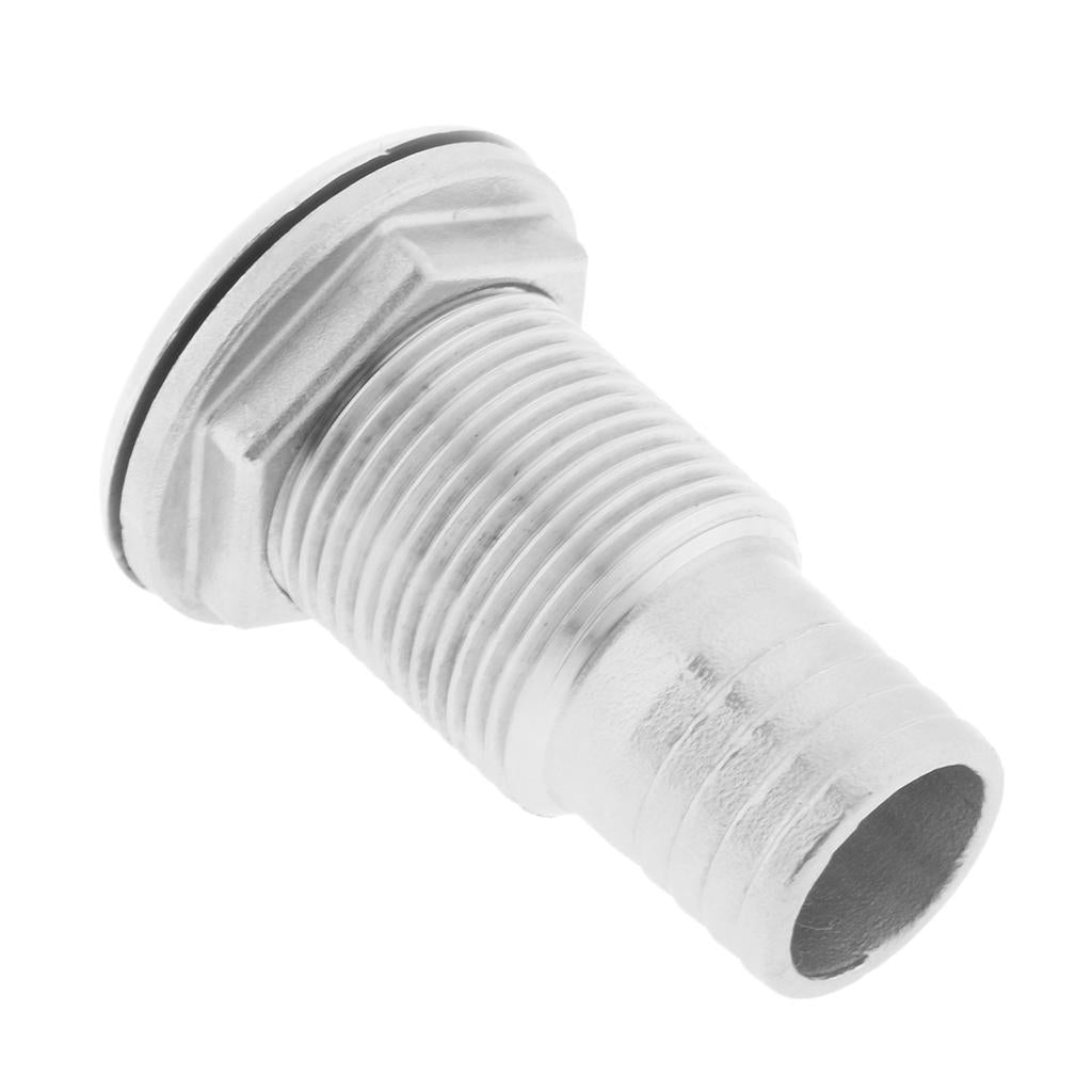 1 Hose Barb Boat Thru Hull Fitting - 316 Stainless Steel Hardware"