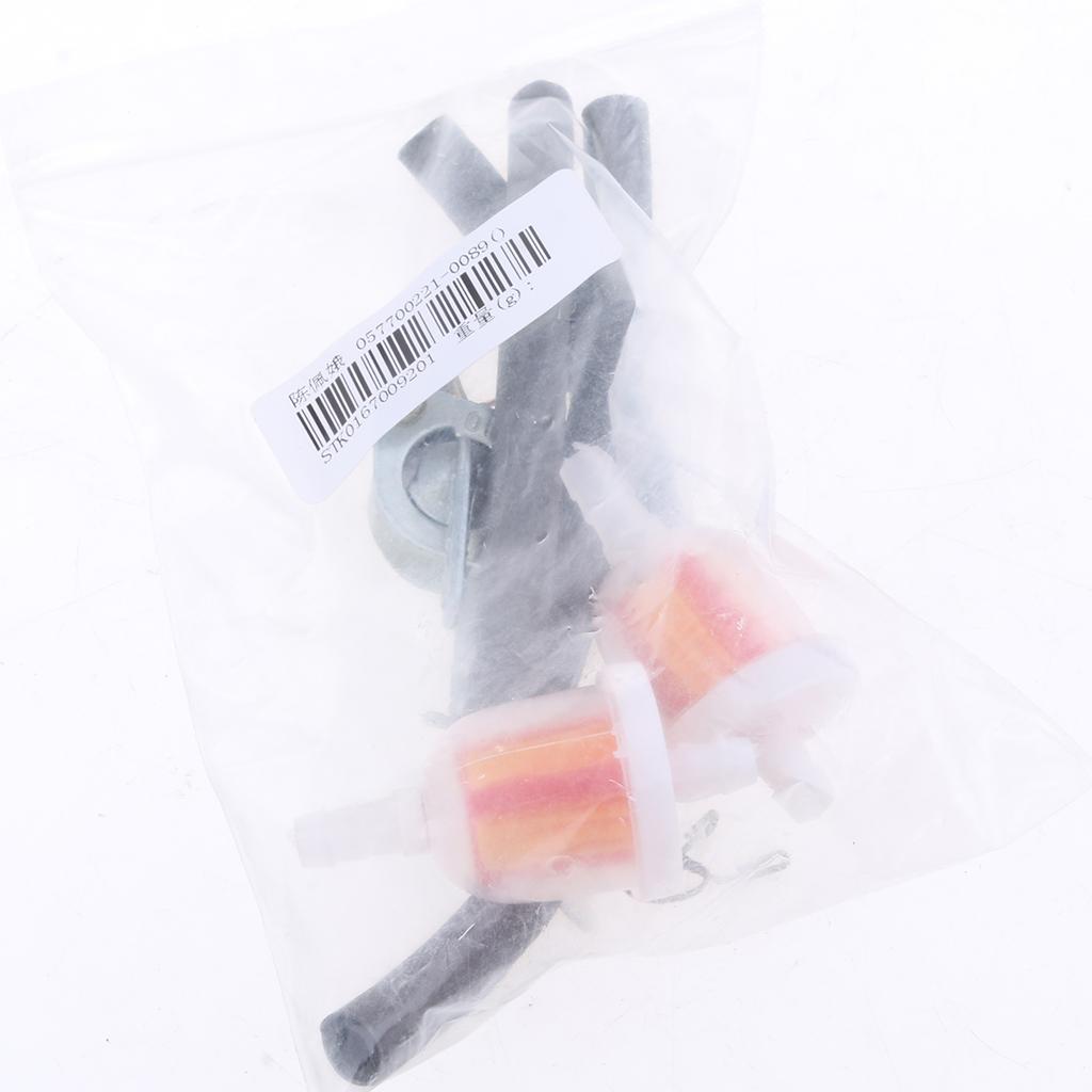 6mm Gas Fuel Filter Petrol Pipe Hose Line + 4 Clips + Tank Switch Black