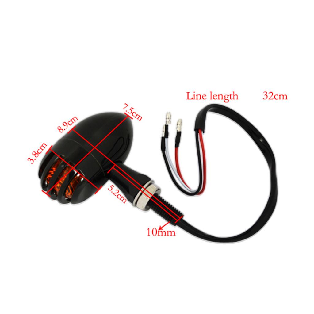 12V 10mm Universal Brake Turn Signal Light Amber Lamp for Motorcycle Black