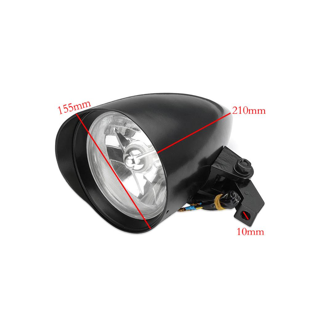 12V 5.75 Universal Motorcycle Retro Front Headlight Headlamp 10mm Black"