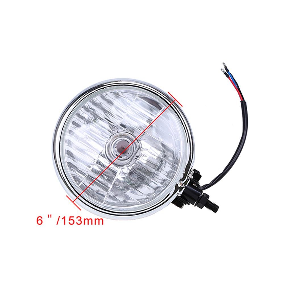 10mm Motorcycle Universal Front Headlight Round Headlamp for Harley Silver