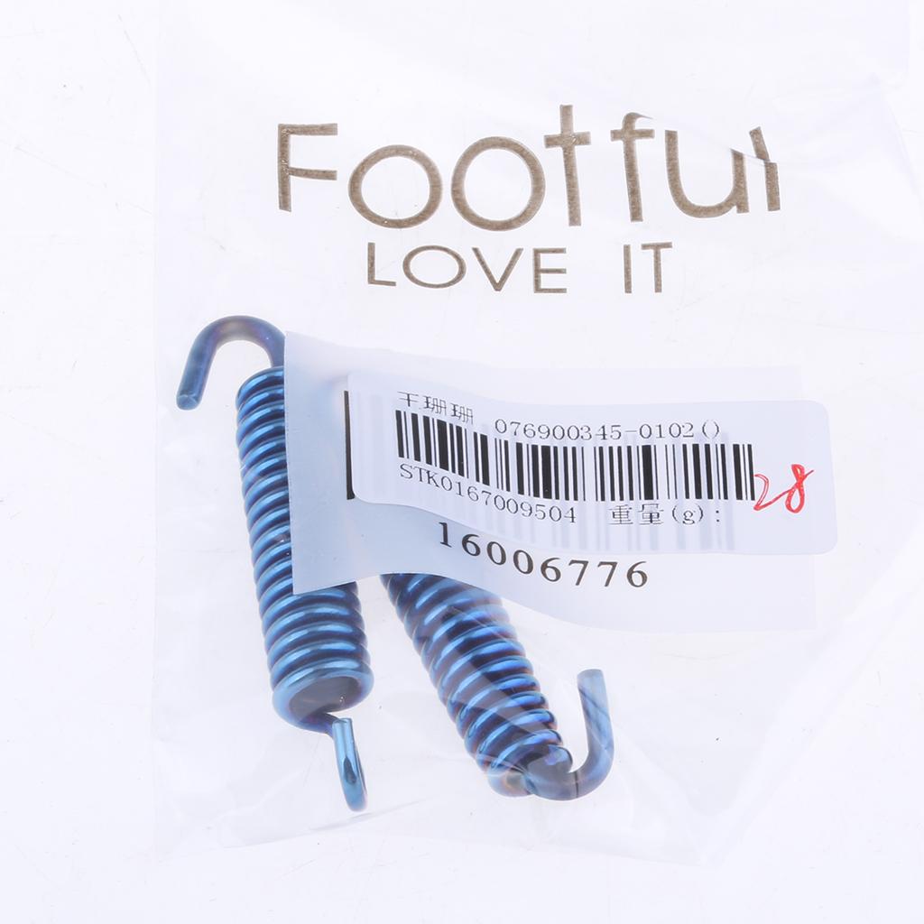 2Pcs 65mm Motorcycle Stainless Steel Exhaust Pipe Muffler Spring Hook Blue