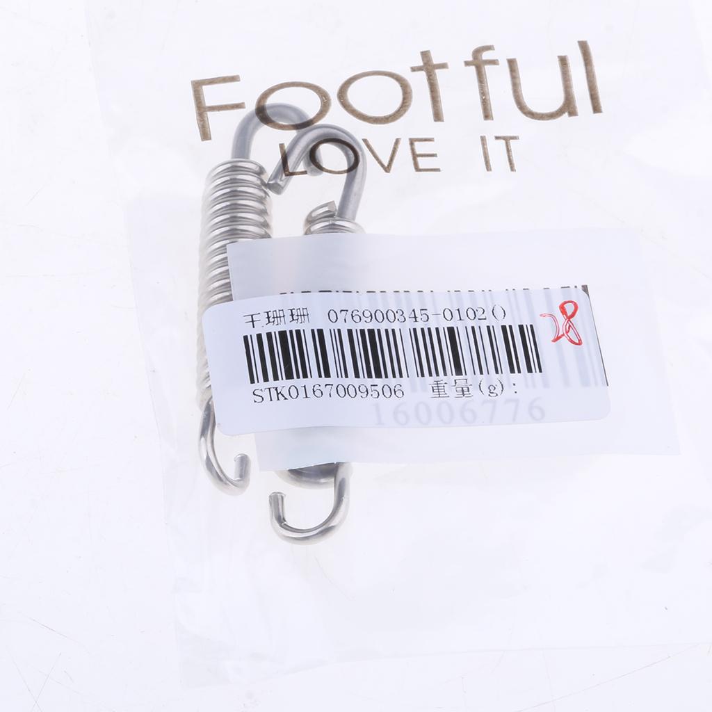 2Pcs 65mm Motorcycle Stainless Steel Exhaust Pipe Muffler Spring Hook Silver