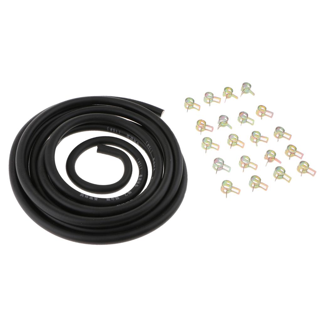 3 meters 1/4 Inch ID Fuel Line + 20pcs 2/5" ID Hose Clamps for Small Engines