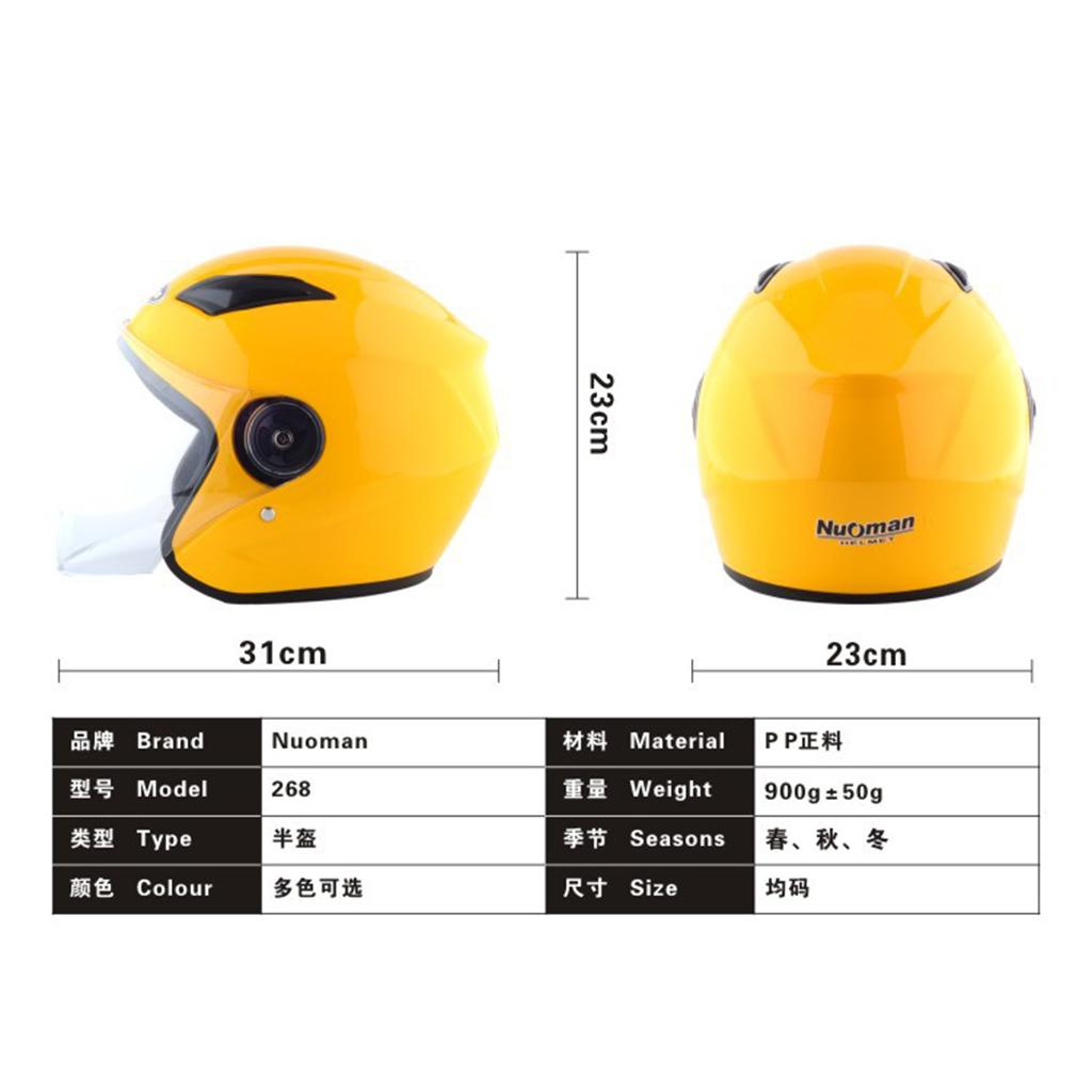 Motorcycle Bike Open Face Helmet Riding Helmets for Sun Visor Yellow