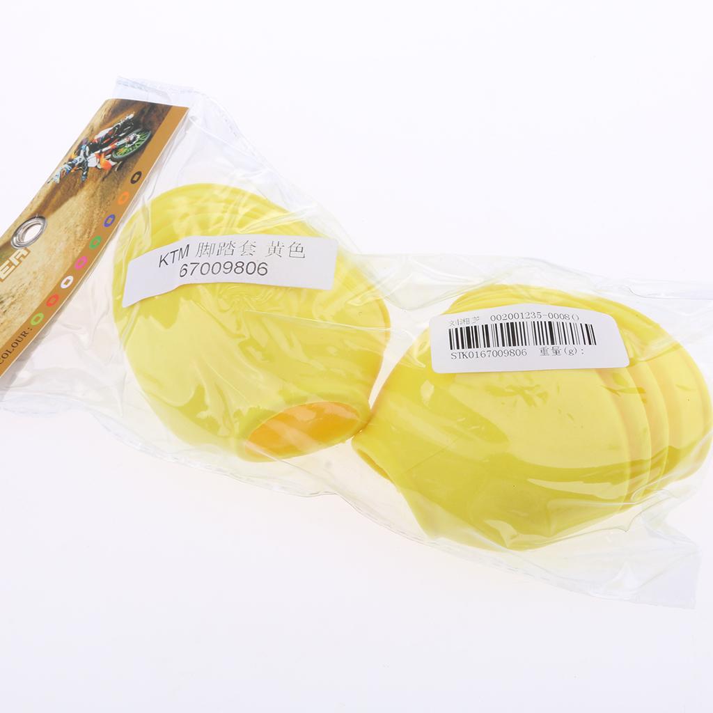 Universal Rubber Protectors Motorcycle Motocross Dirt Bike Foot Peg Covers Yellow