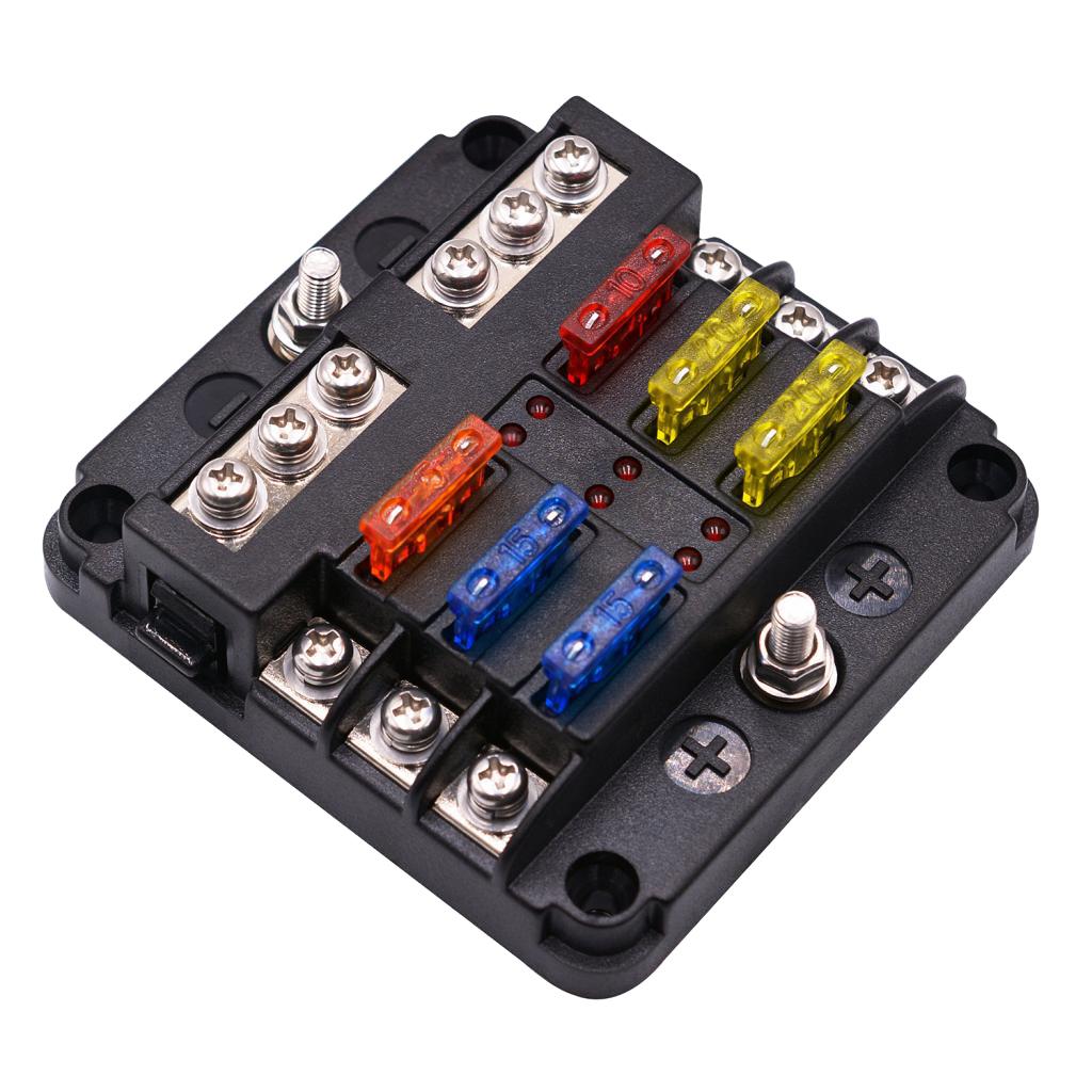 6-Way Blade Fuse Box for LED Indicator and Protection Cover