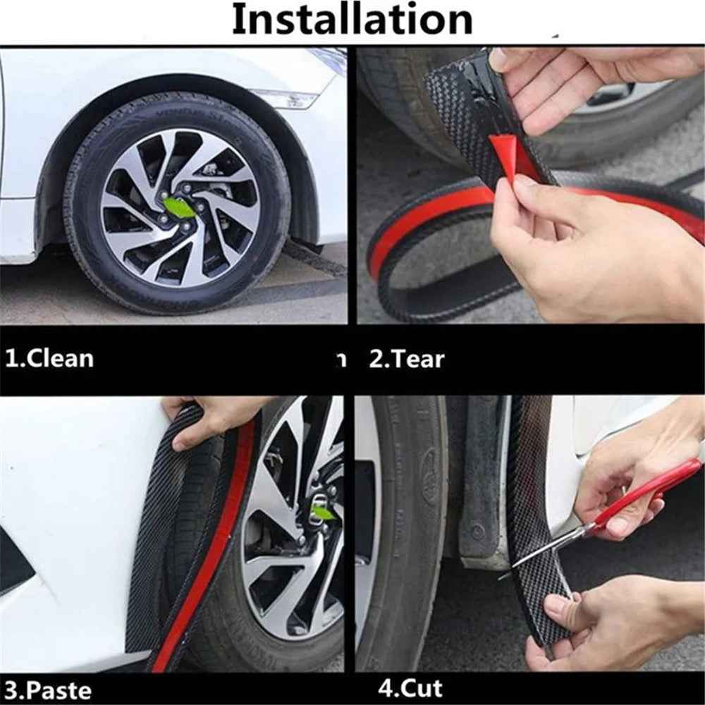4.5cm Width Car Wheel Eyebrow Anti-Collision PVC Strip Wheel Arch Fender Trim Sticker, 1.5m - Black