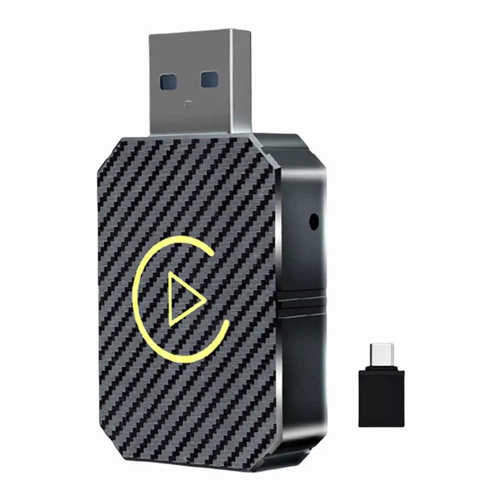 R5050 2 In 1 Wireless CarPlay Android Auto Adapter Carbon Fiber Texture WiFi Bluetooth-compatible 5.0 Smart Dongle
