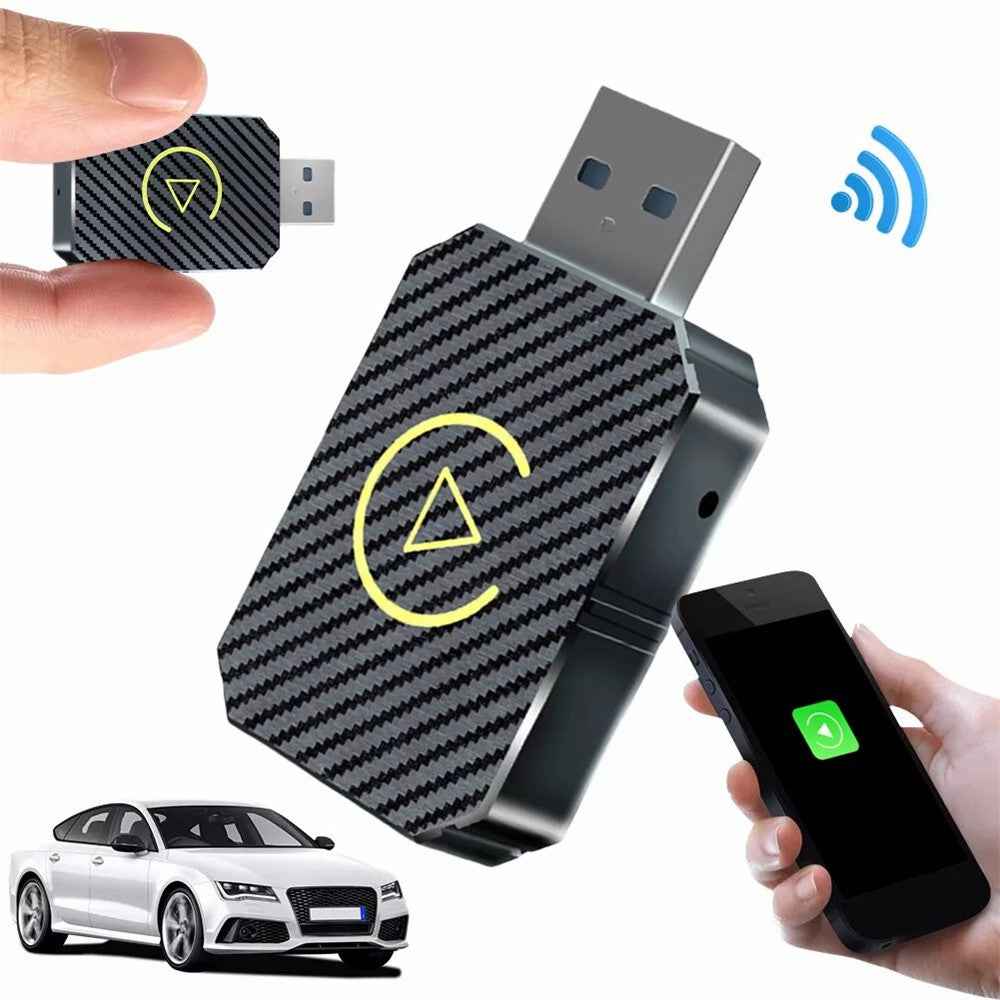 R5050 2 In 1 Wireless CarPlay Android Auto Adapter Carbon Fiber Texture WiFi Bluetooth-compatible 5.0 Smart Dongle