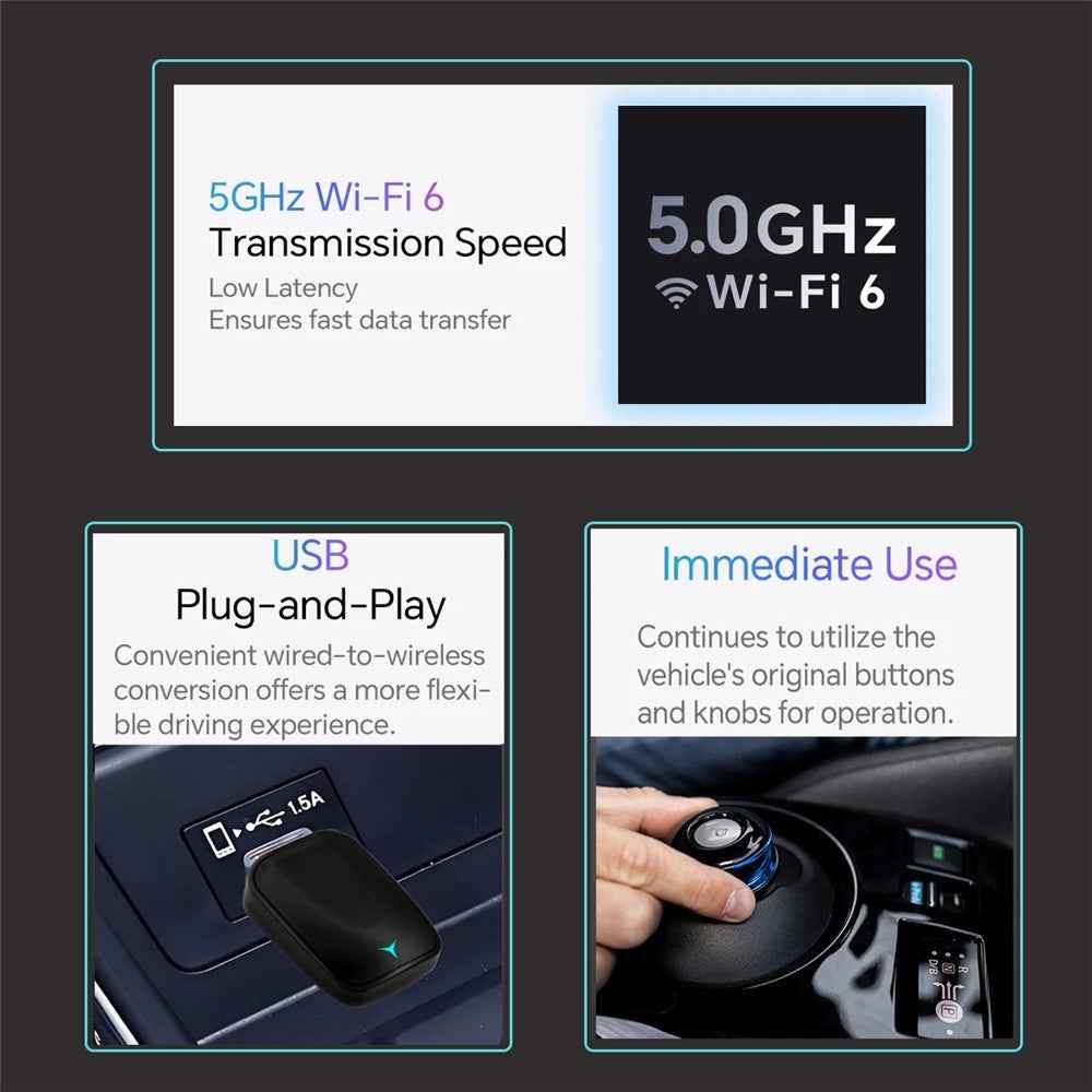 R5032 2 In 1 Wireless CarPlay Android Auto Adapter Plug and Play WiFi Bluetooth-compatible 5.0 Smart Dongle