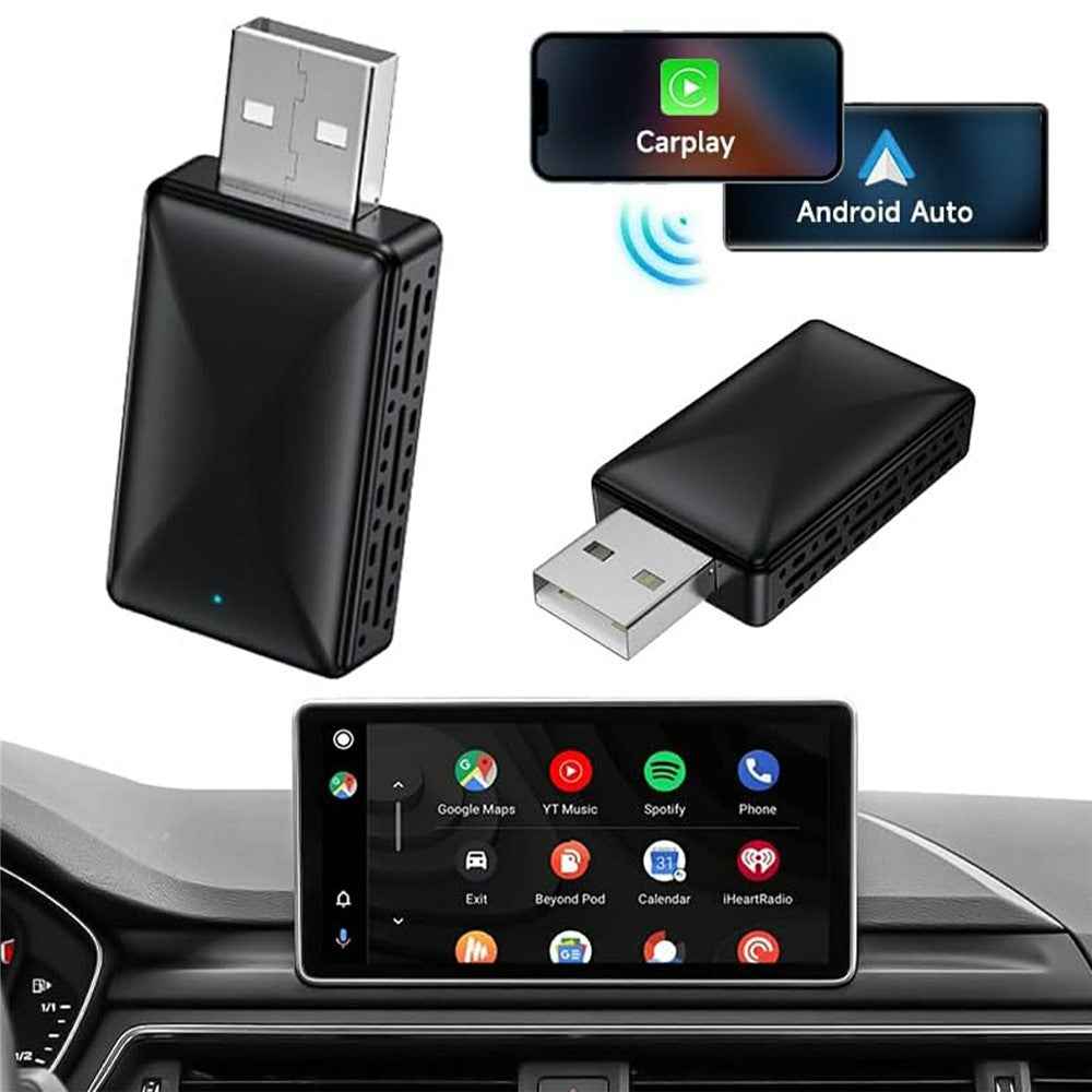 R5051 2 In 1 Android Auto CarPlay Adapter Bluetooth-Compatible / Wifi Smart Wireless USB Dongle with Type C Converter