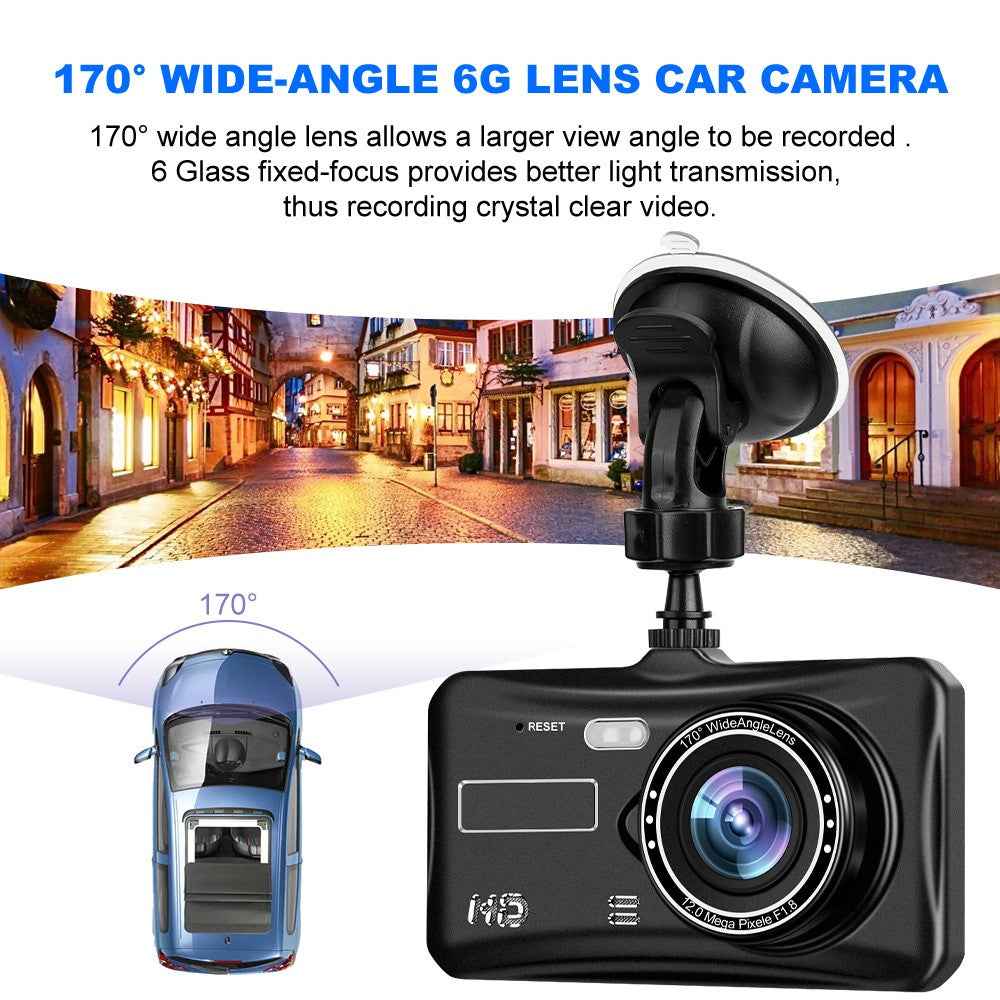 4 inch Car DVR 1080P HD Parking Monitoring Loop Recording Night Vision Dash Cam Front Rear Dual Camera Car Driving Recorder
