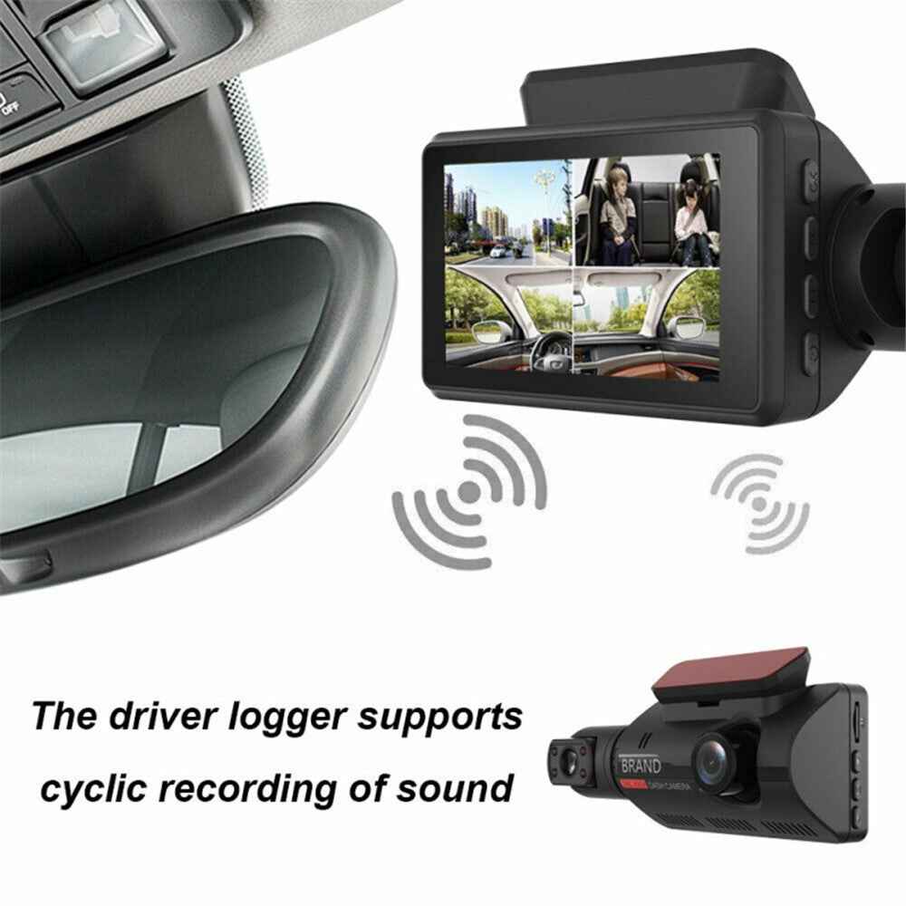 A68 3 inch 110 Degrees Car DVR 1080P HD Parking Monitoring Loop Recording Dash Cam Front Rear Dual Camera Driving Recorder