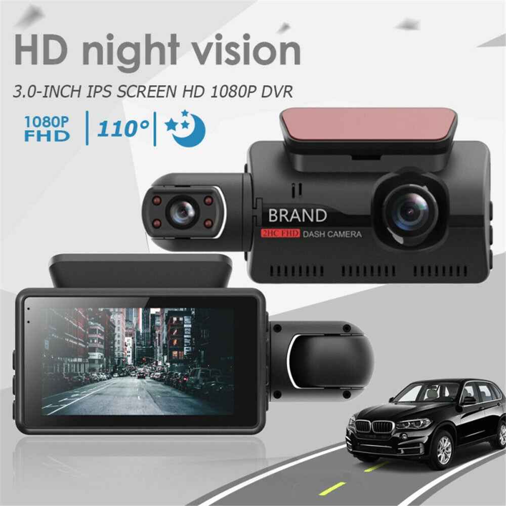 A68 3 inch 110 Degrees Car DVR 1080P HD Parking Monitoring Loop Recording Dash Cam Front Rear Dual Camera Driving Recorder