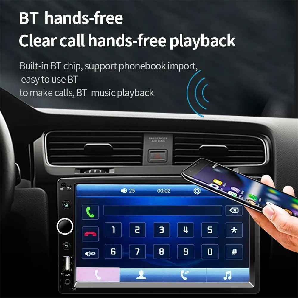 7520-1 7-inch Touch Screen Double Din Car Bluetooth-compatible MP5 Player Reverse Image FM Radio HD Video Audio Player