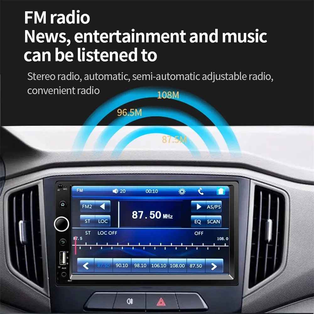 7520-1 7-inch Touch Screen Double Din Car Bluetooth-compatible MP5 Player Reverse Image FM Radio HD Video Audio Player