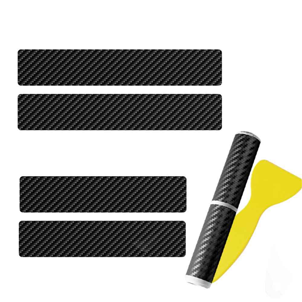 1304 4Pcs / Set Universal Car Door Sill Decorative Sticker Anti-scratch PVC Carbon Fiber Texture Decals - Black