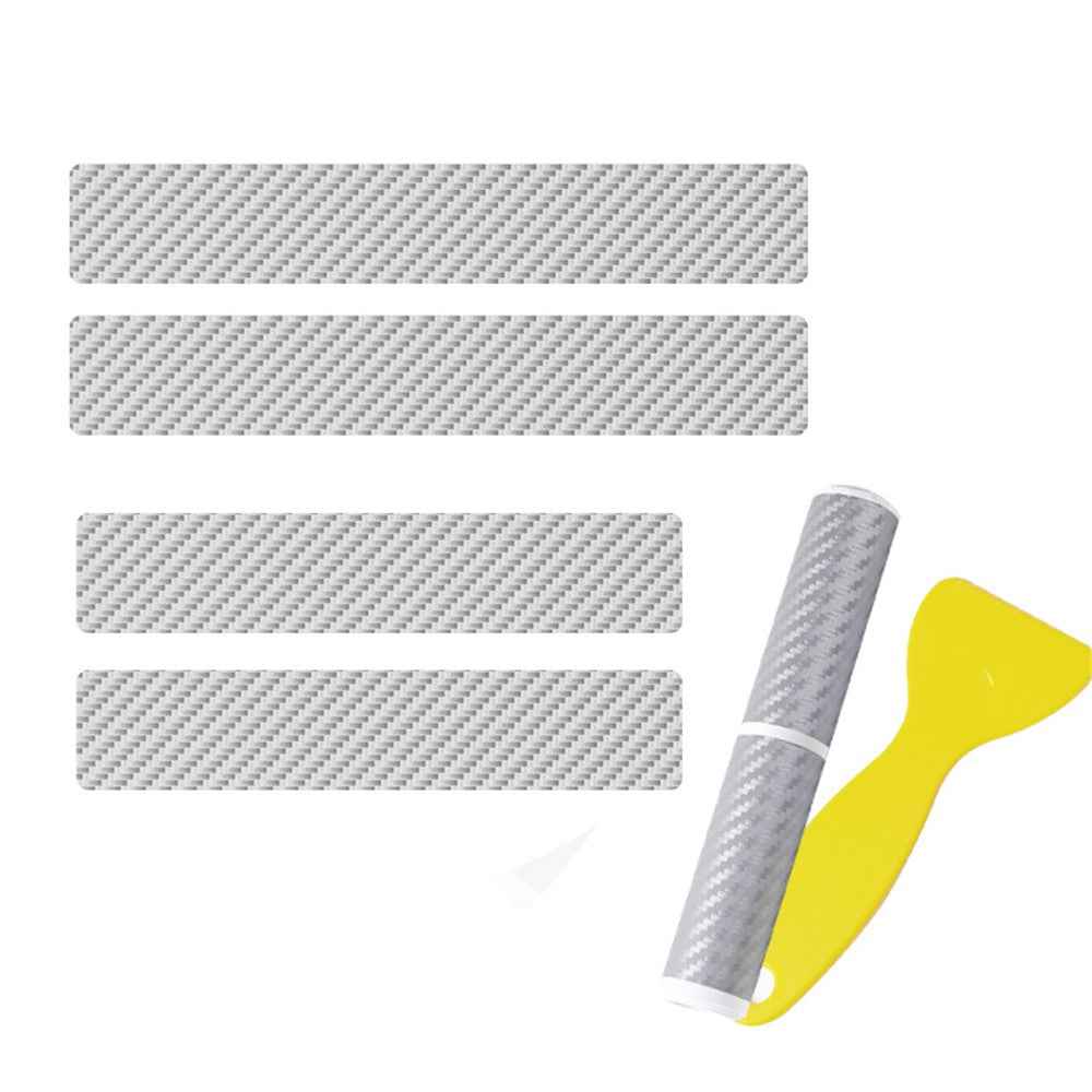 1304 4Pcs / Set Universal Car Door Sill Decorative Sticker Anti-scratch PVC Carbon Fiber Texture Decals - Grey