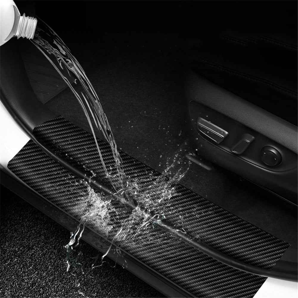 1304 4Pcs / Set Universal Car Door Sill Decorative Sticker Anti-scratch PVC Carbon Fiber Texture Decals - Grey