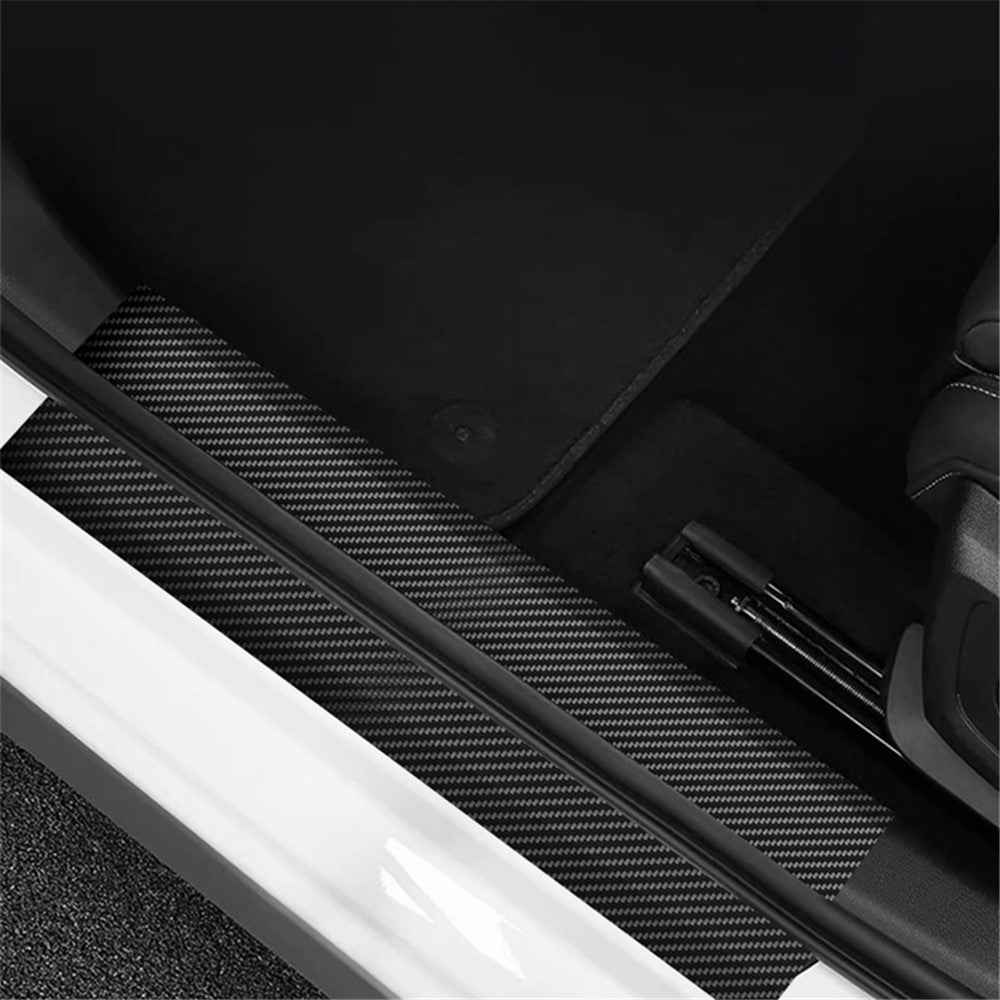 1304 4Pcs / Set Universal Car Door Sill Decorative Sticker Anti-scratch PVC Carbon Fiber Texture Decals - Red