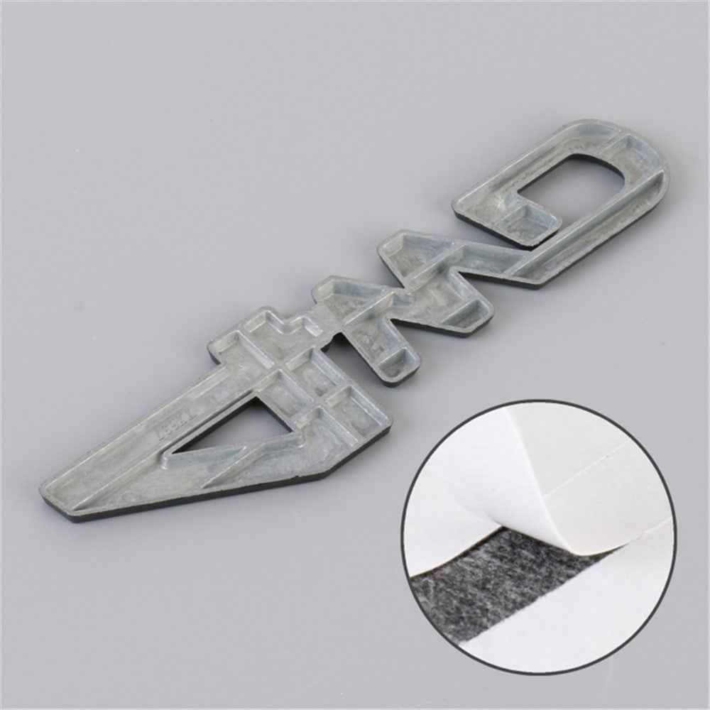 Aluminum Alloy Car Badge Sticker 4WD Letter Decal Universal Car Exterior Sticker - Black+Red