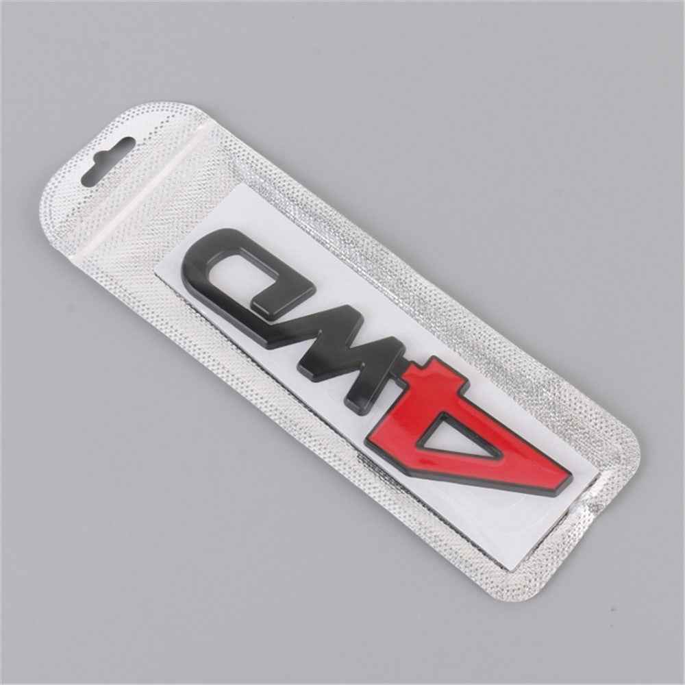 Aluminum Alloy Car Badge Sticker 4WD Letter Decal Universal Car Exterior Sticker - Black+Red
