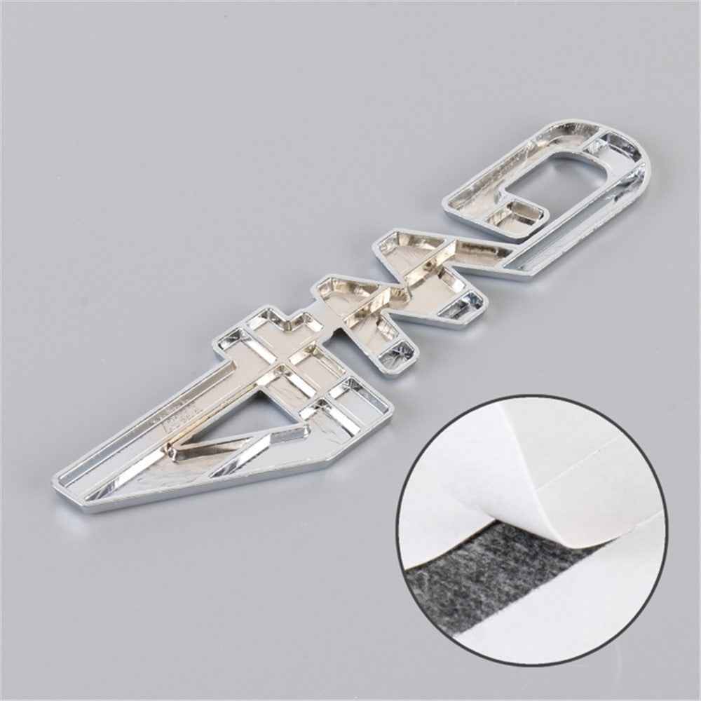 Aluminum Alloy Car Badge Sticker 4WD Letter Decal Universal Car Exterior Sticker - Silver+Red
