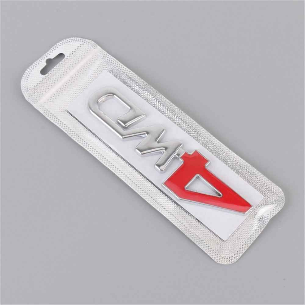 Aluminum Alloy Car Badge Sticker 4WD Letter Decal Universal Car Exterior Sticker - Silver+Red