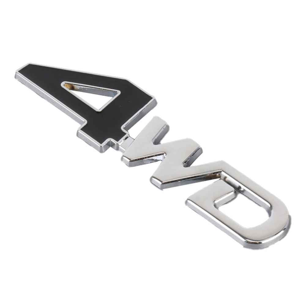 Aluminum Alloy Car Badge Sticker 4WD Letter Decal Universal Car Exterior Sticker - Silver+Black