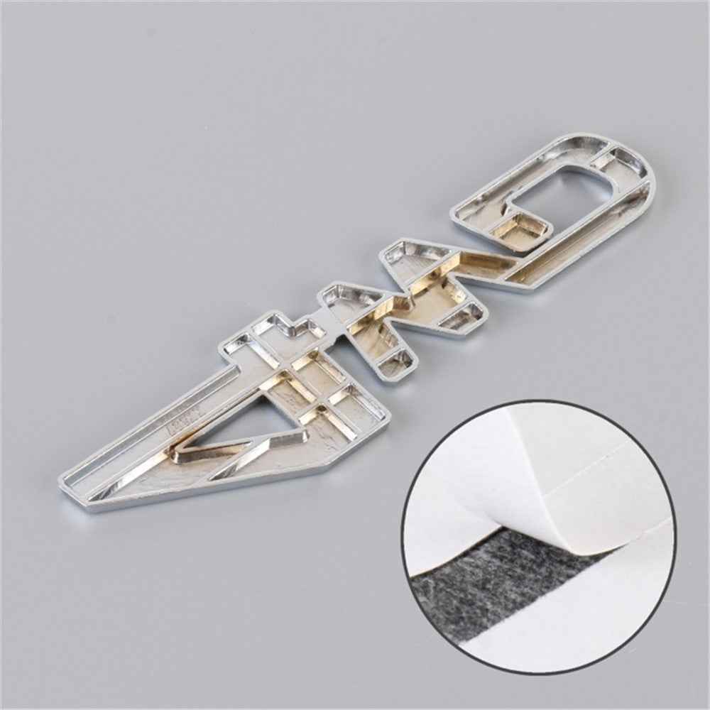 Aluminum Alloy Car Badge Sticker 4WD Letter Decal Universal Car Exterior Sticker - Silver+Black