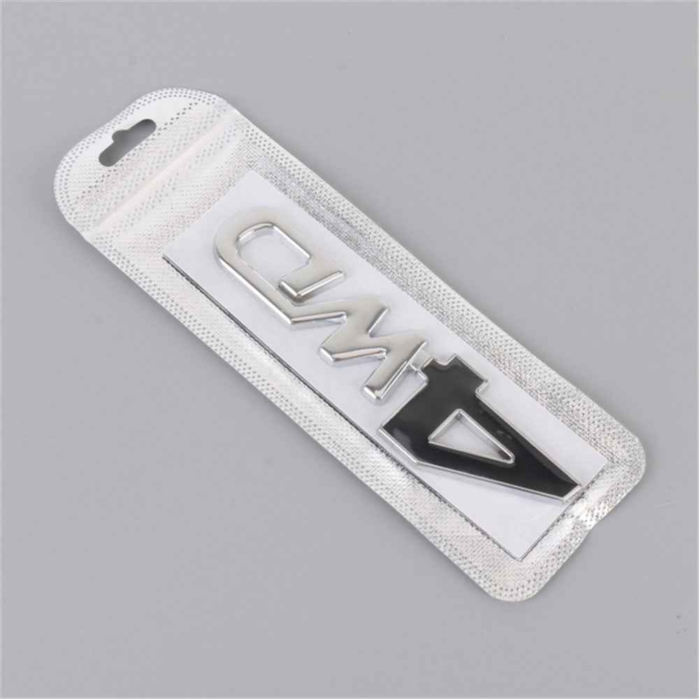 Aluminum Alloy Car Badge Sticker 4WD Letter Decal Universal Car Exterior Sticker - Silver+Black