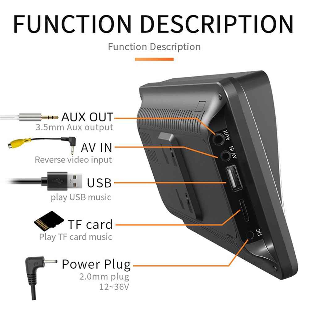W505F 7.0-inch HD Touch Screen FM Car Player with 4LED Camera 2.4G / 5G Dual Frequency Portable RC CarPlayer