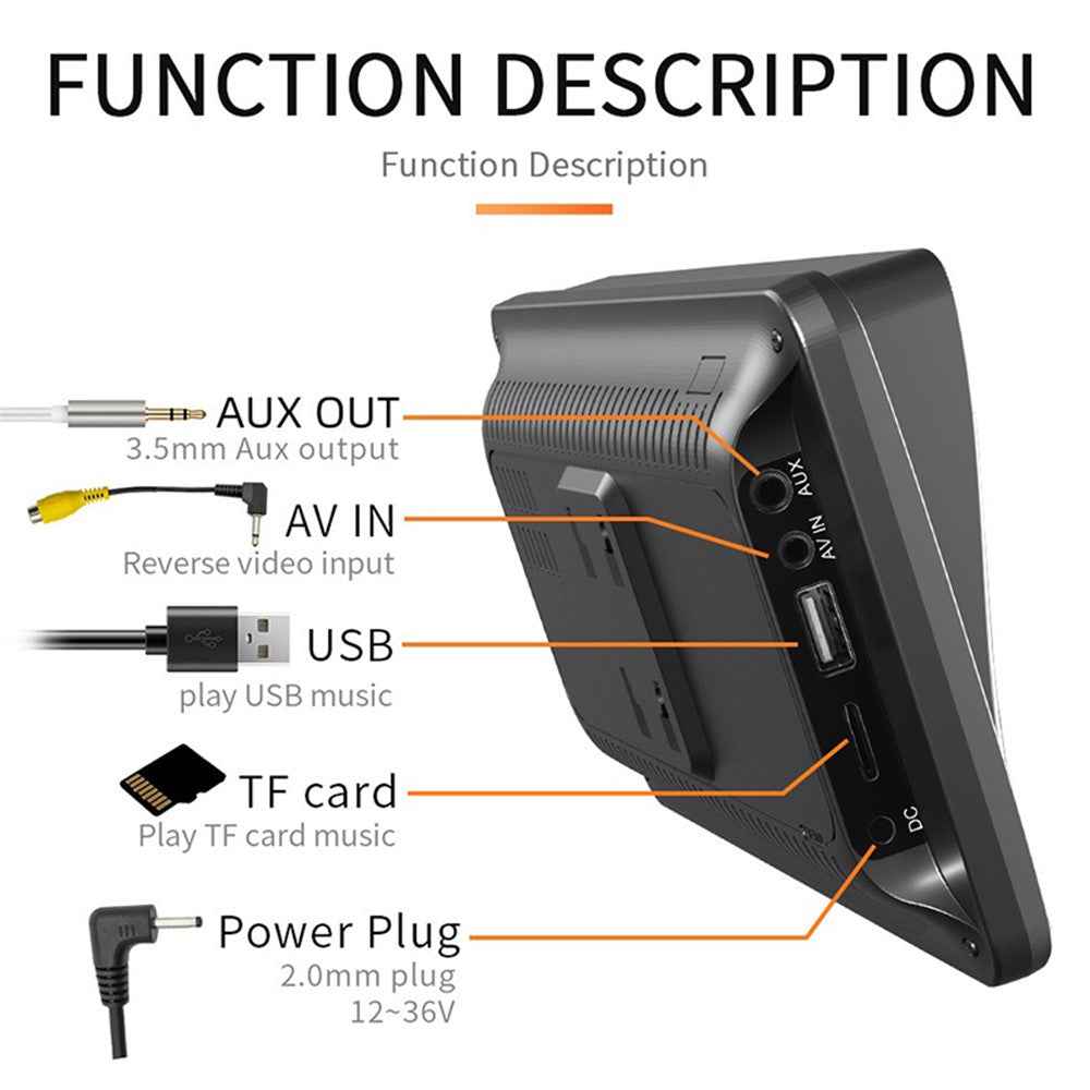 W505G 7-inch Car Bluetooth-compatible HD Video MP5 Player Wireless CarPlay Reverse Image Display with 8 LED Camera