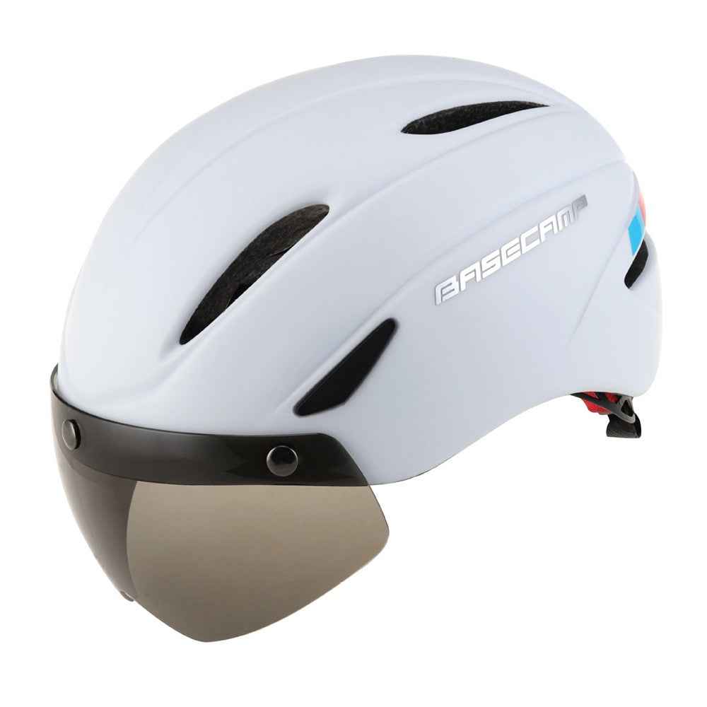 BACECAMP BC001 Cycling Safety Helmet with Integrated Goggles Motorcycle Helmet - White