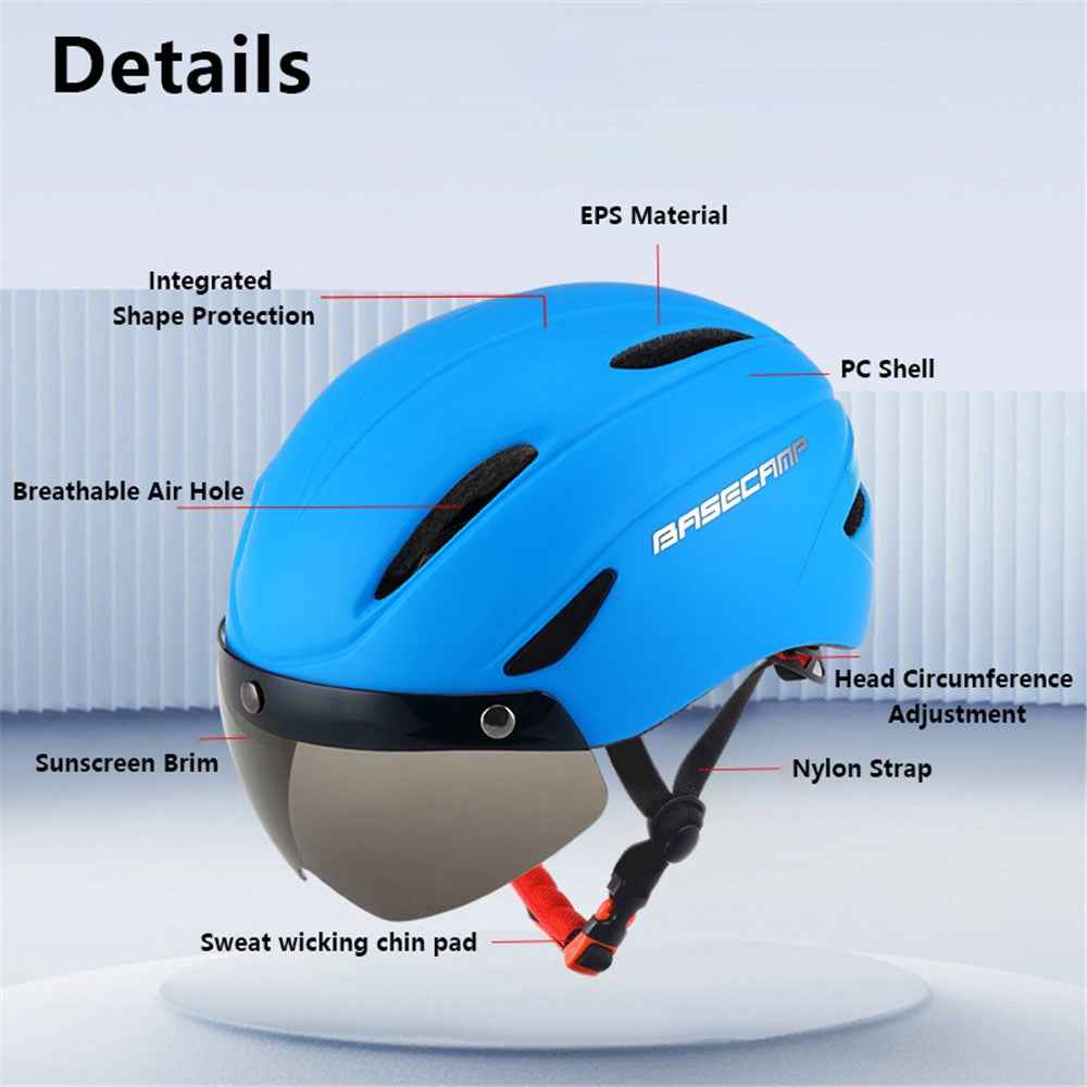 BACECAMP BC001 Cycling Safety Helmet with Integrated Goggles Motorcycle Helmet - White