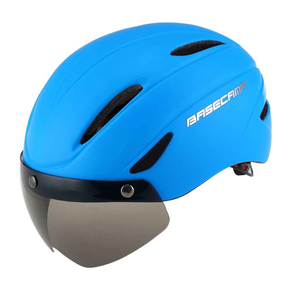 BACECAMP BC001 Cycling Safety Helmet with Integrated Goggles Motorcycle Helmet - Lake Blue