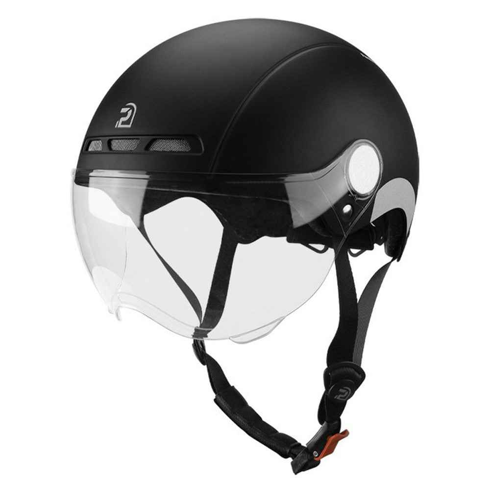 PEMILA V-08 T1 Bike Cycling Helmet Motorcycle Helmet with Clear Visor Panel, Size: L - Black