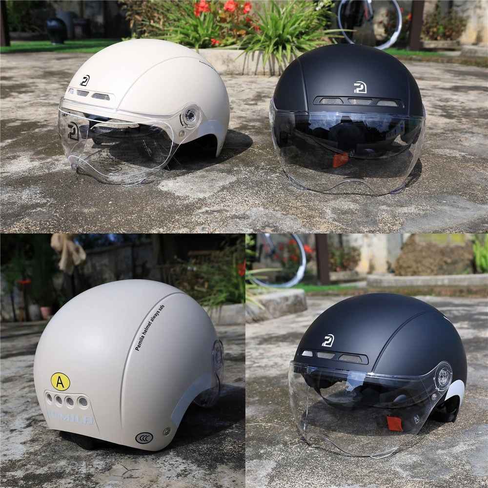 PEMILA V-08 T1 Bike Cycling Helmet Motorcycle Helmet with Clear Visor Panel, Size: L - Black