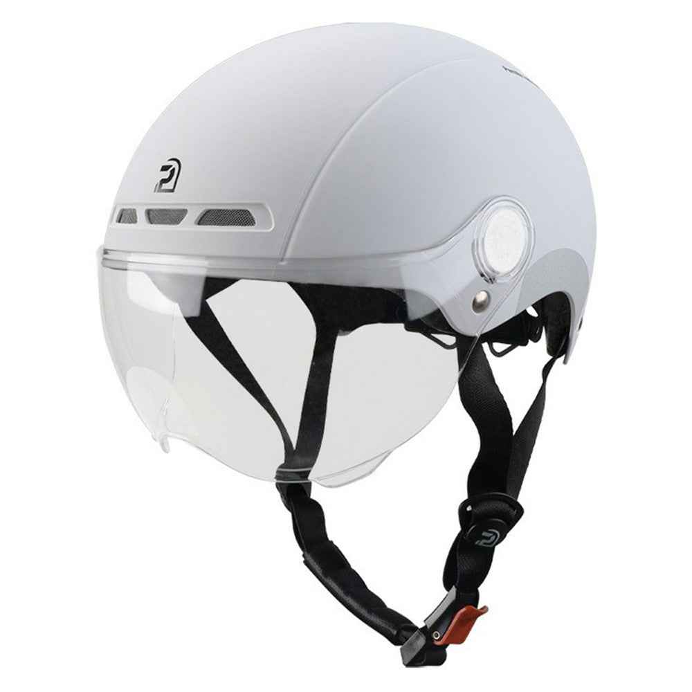 PEMILA V-08 T1 Bike Cycling Helmet Motorcycle Helmet with Clear Visor Panel, Size: L - White