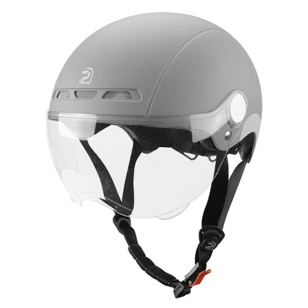 PEMILA V-08 T1 Bike Cycling Helmet Motorcycle Helmet with Clear Visor Panel, Size: L - Light Grey