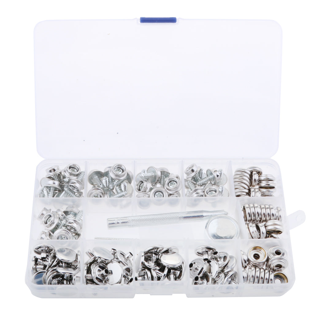 153Pcs Boat Canvas Fabric Snap Cover 12mm Screw Button Socket Fastener Kit