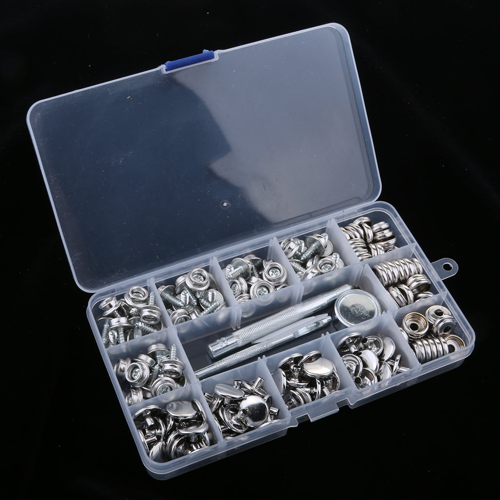 153Pcs Boat Canvas Fabric Snap Cover 12mm Screw Button Socket Fastener Kit
